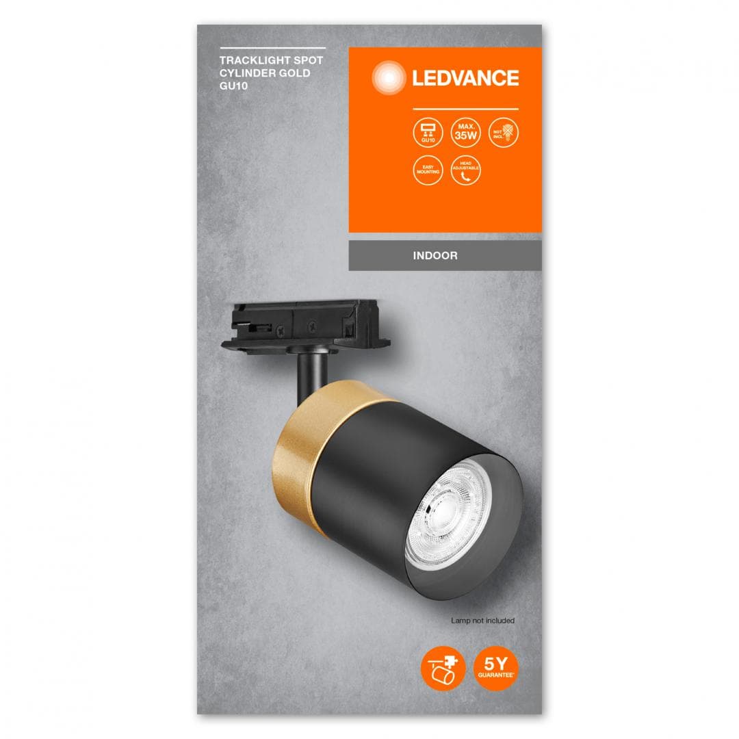 TRACKLIGHT SPOT CYLINDER GD BK GU10LEDV "000004058075756700"