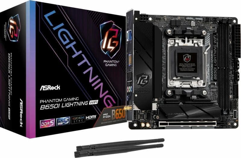 Placa de baza Lightning WiFi - AM5 mITX HDMI- DDR5 "90-MXBMP0-A0UAYZ" — miniatură