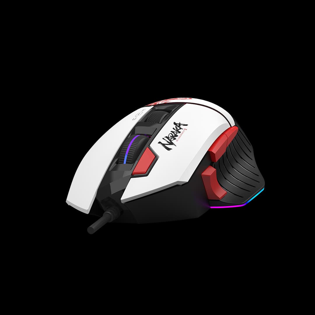 MOUSE A4tech - gaming, "Bloody co-branded Naraka", cu fir, USB, optic, 12000 cpi, butoane/scroll 10/1, alb, "W95 Max" (include TV 0.18lei)