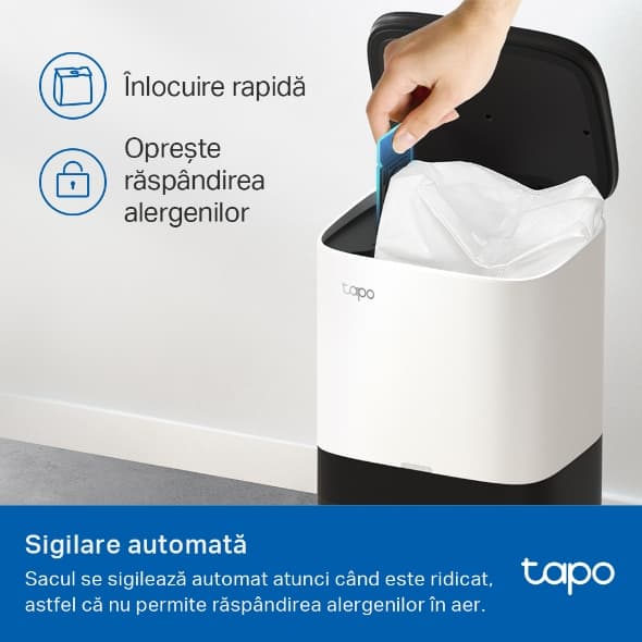 SACI ASPIRATOR TP-Link, modele compatibile: Tapo RV30 Plus si Tapo RV10 Plus, 3 x sac de praf de unica folosinta de 4L, alb "Tapo RVA200" — miniatură