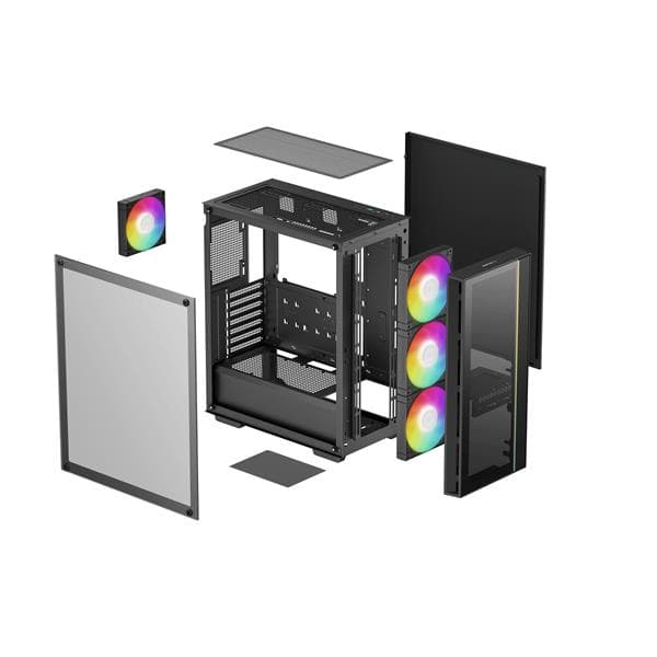 CARCASA DeepCool "MATREXX55",middle tower,gaming,fara sursa,suporta 8xfan, 4xfan inclus, USB 3.1 gen1x1, USB-C,audio+mic,7 sloturi expansiune,negru "R-MATREXX55-BCADA4-G-4" — miniatură