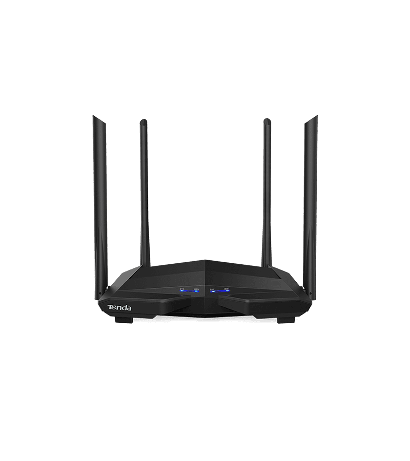 ROUTER Tenda wireless, 802.11a.c,AC 1200 Dual Band,Porturi 1 WAN, 3 LAN Gigabit,Antene 4 externe 6 dbi,CPU Dual Core 1 GHz,Gamimg &amp; Streaming,Negru "AC10V3.0"