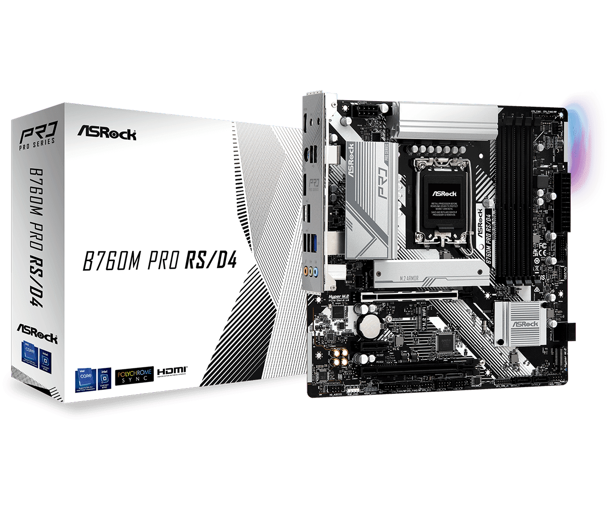 Placa de baza B760M Pro RS/D4 Micro-ATX Socket Intel 1700 Intel B760 "90-MXBKL0-A0UAYZ" — miniatură