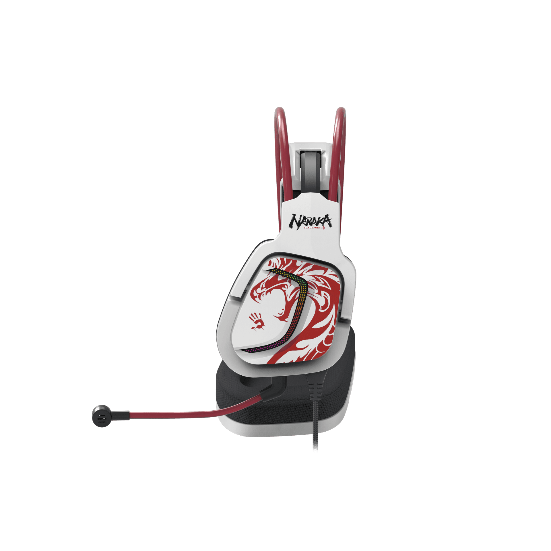 CASTI A4TECH-gaming, "Bloody co-branded Naraka",cu fir, USB, tip standard,utilizare multimedia (PC and more), mic pe casca,iluminare, 7.1 virtual sound,alb,USB, cablu 2m "G575" — miniatură