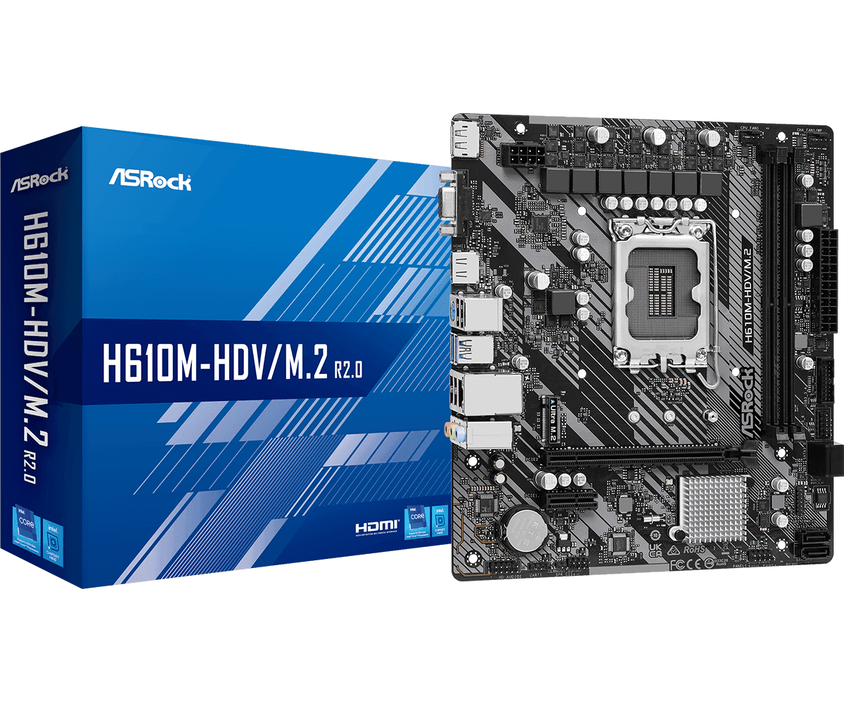 Placa de baza Intel 1700 H610M-HDV/M.2 2.0 "90-MXBJH0-A0UAYZ" — miniatură