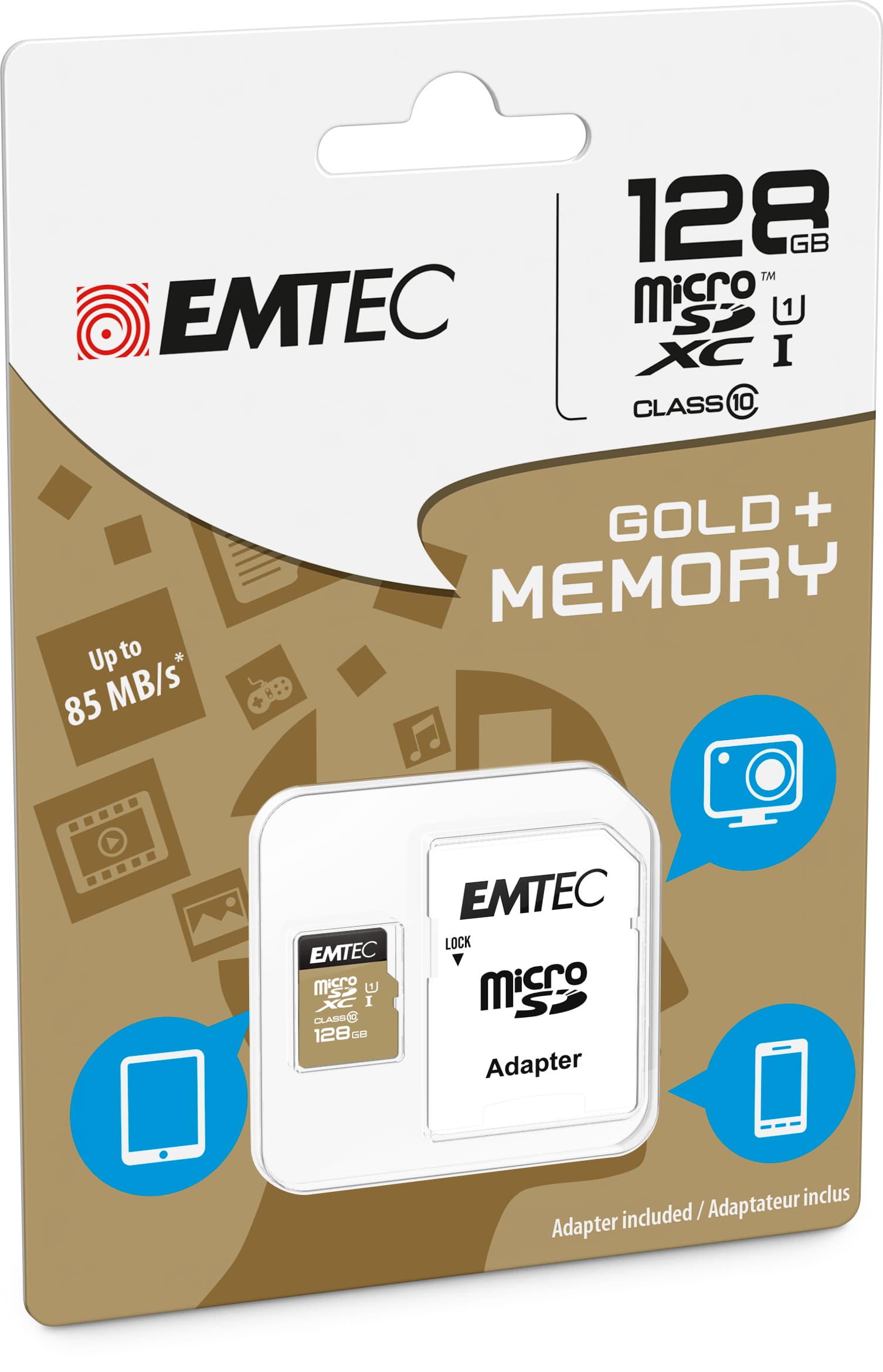 Card memorie Gold Elite 128 GB microSDHC, Memory Card&nbsp;(Class 10 UHS-I (D1)) "ECMSDM128GXC10GP" — miniatură