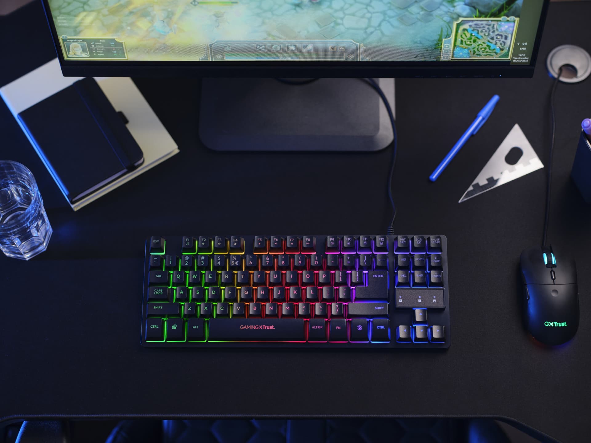 Tastatura Trust GXT 833 Thado keyboard USB Dutch Black, Silver "VX23698" — miniatură