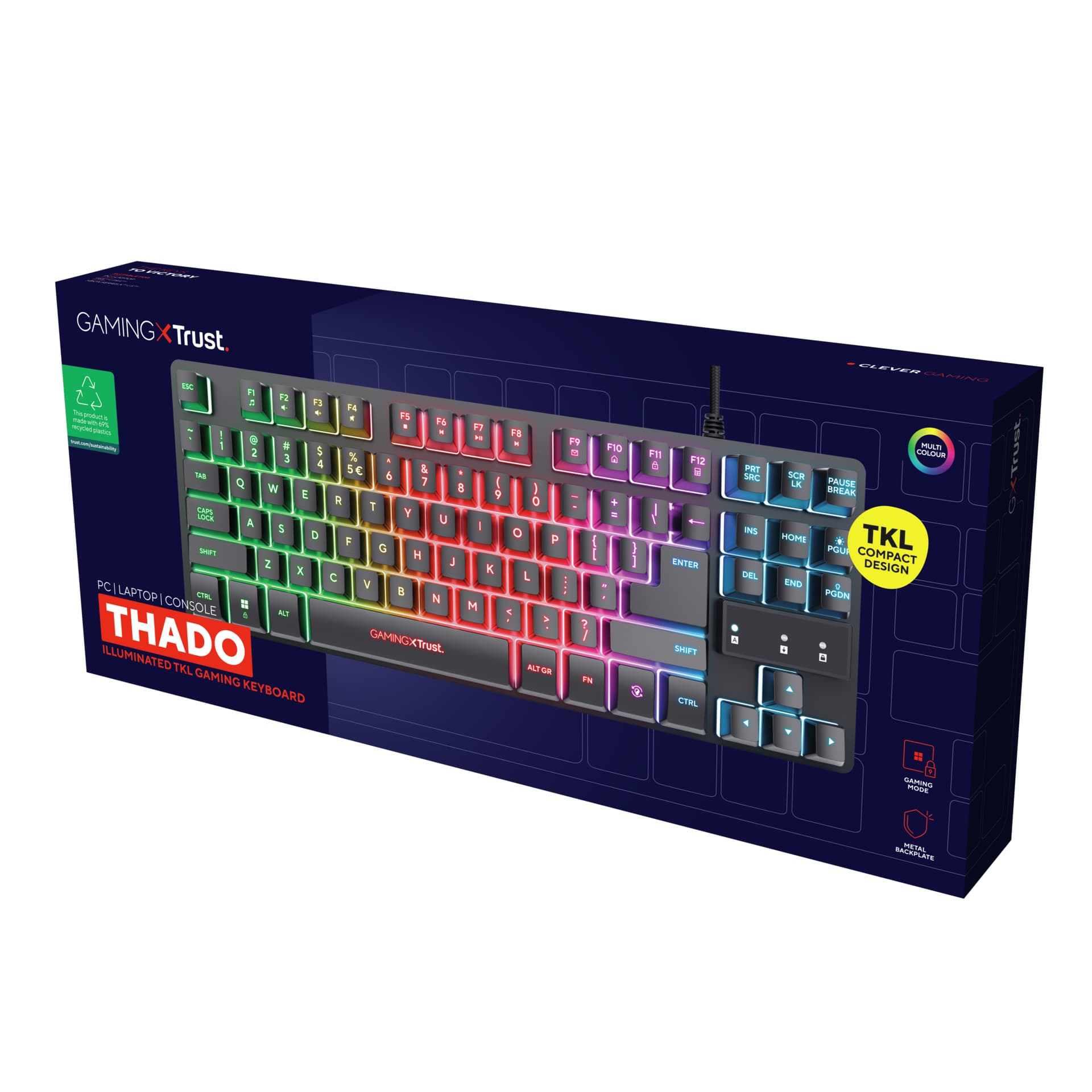 Tastatura Trust GXT 833 Thado keyboard USB Dutch Black, Silver "VX23698" — miniatură