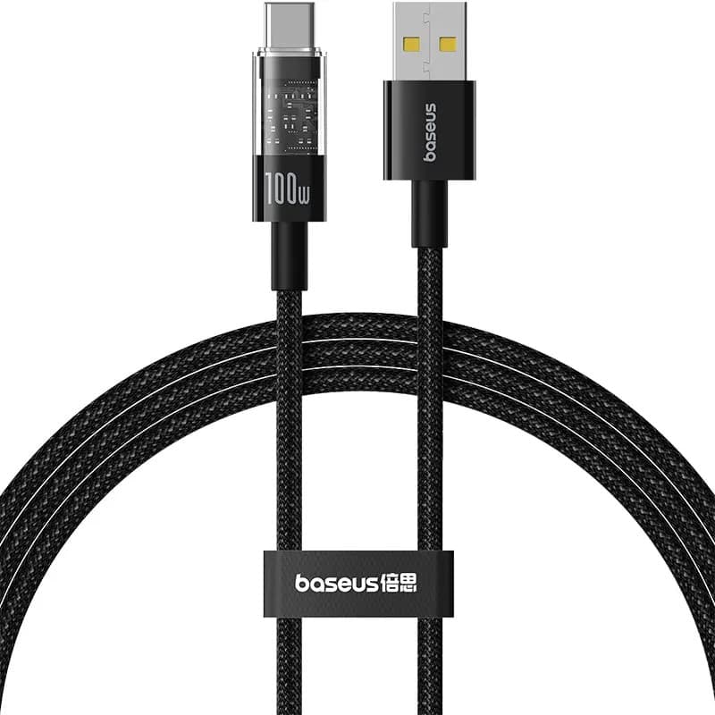 CABLU alimentare si date Baseus Gem, Fast Charging Data Cable pt. smartphone, USB la USB Type-C 100W, 1m, negru "P10373002111-00" - 6932172658748