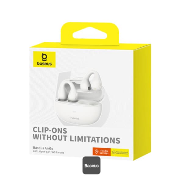 CASTI Baseus AirGo AS01 Open-Ear TWS, pt smartphone, wireless, bluetooth 5.3, microfon pe casca, 25 ore durata baterie, alb "A00069101223-00" - 6932172655372 — miniatură