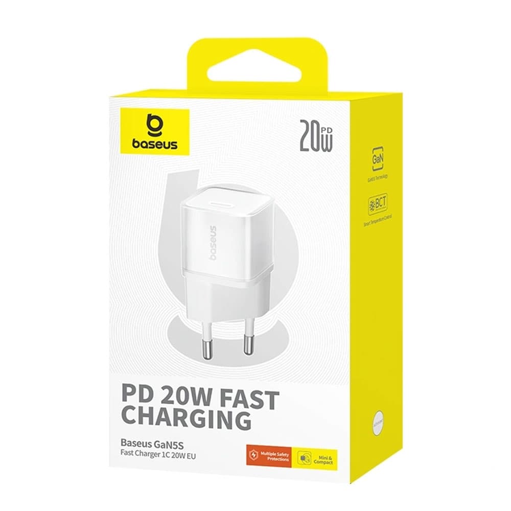 INCARCATOR retea Baseus GaN5S, Quick Charge 20W, 1 x USB Type-C, alb "P10162503213-00" - 6932172648831 — miniatură