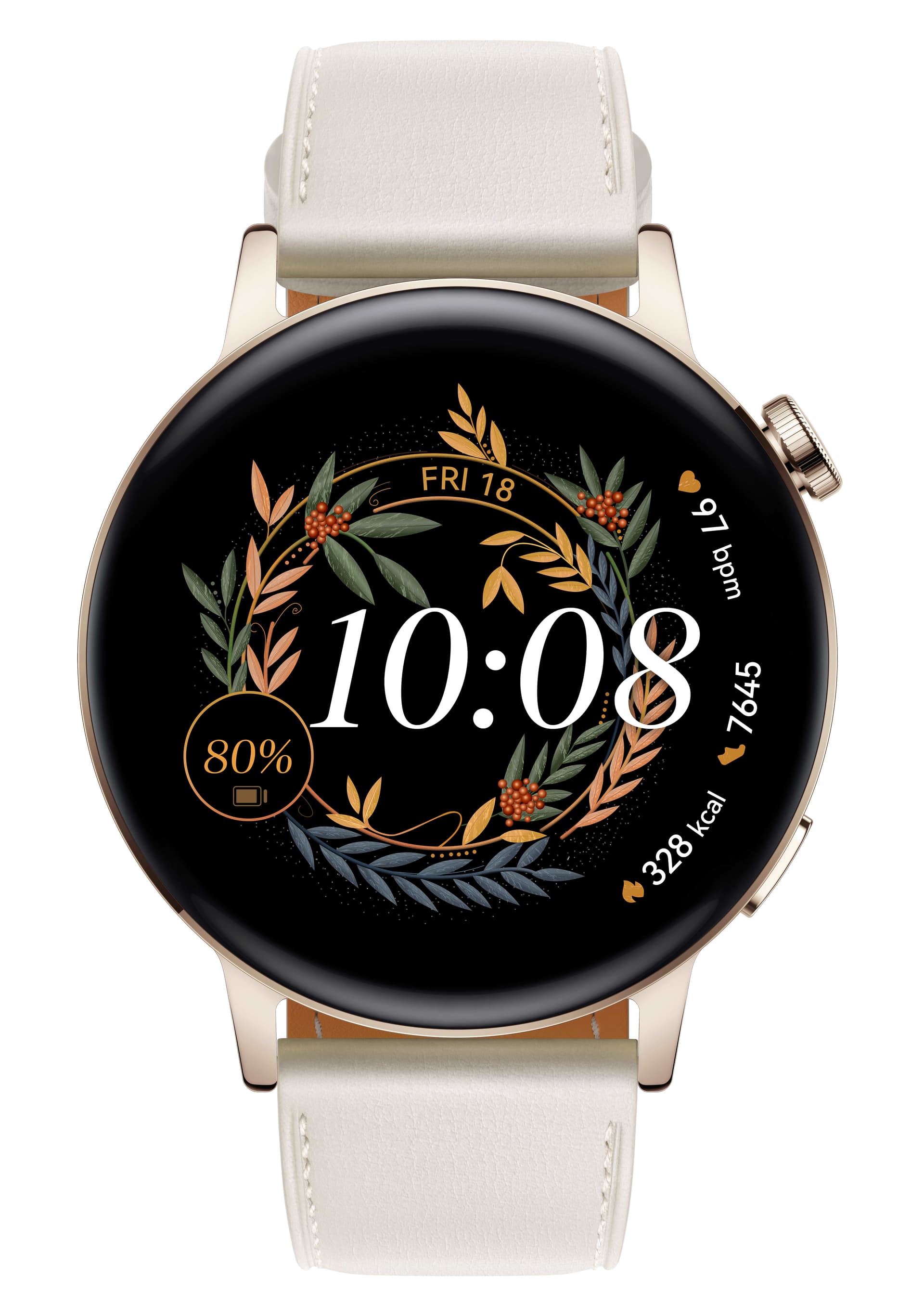 Smartwatch Watch GT3 42mm Leather Armband Gold/White "55027150-Milo-B19V"