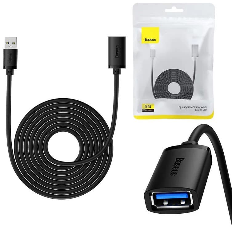 CABLU USB Baseus AirJoy prelungitor, USB3.0(T) la USB3.0(M) 2A, 5m, negru "B00631103111-05" - 6932172630393