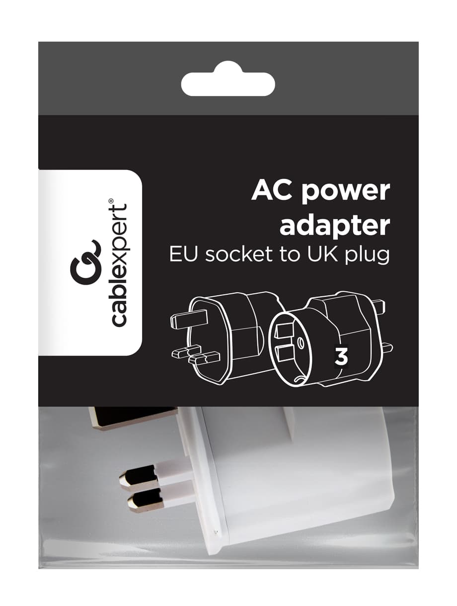 ADAPTOR EU GEMBIRD, Socket EU, conectare prin Socket UK (T), 13 A, fara protectie, alb, "A-AC-EUFUKM-01" — miniatură