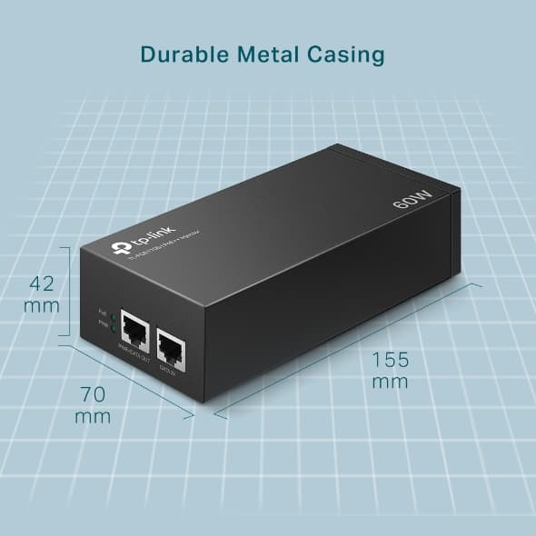 INJECTOR PoE++ TP-LINK 2 porturi Gigabit, compatibil IEEE 802.3af/at 60W maxim 100M, carcasa plastic, "PoE170S" — miniatură