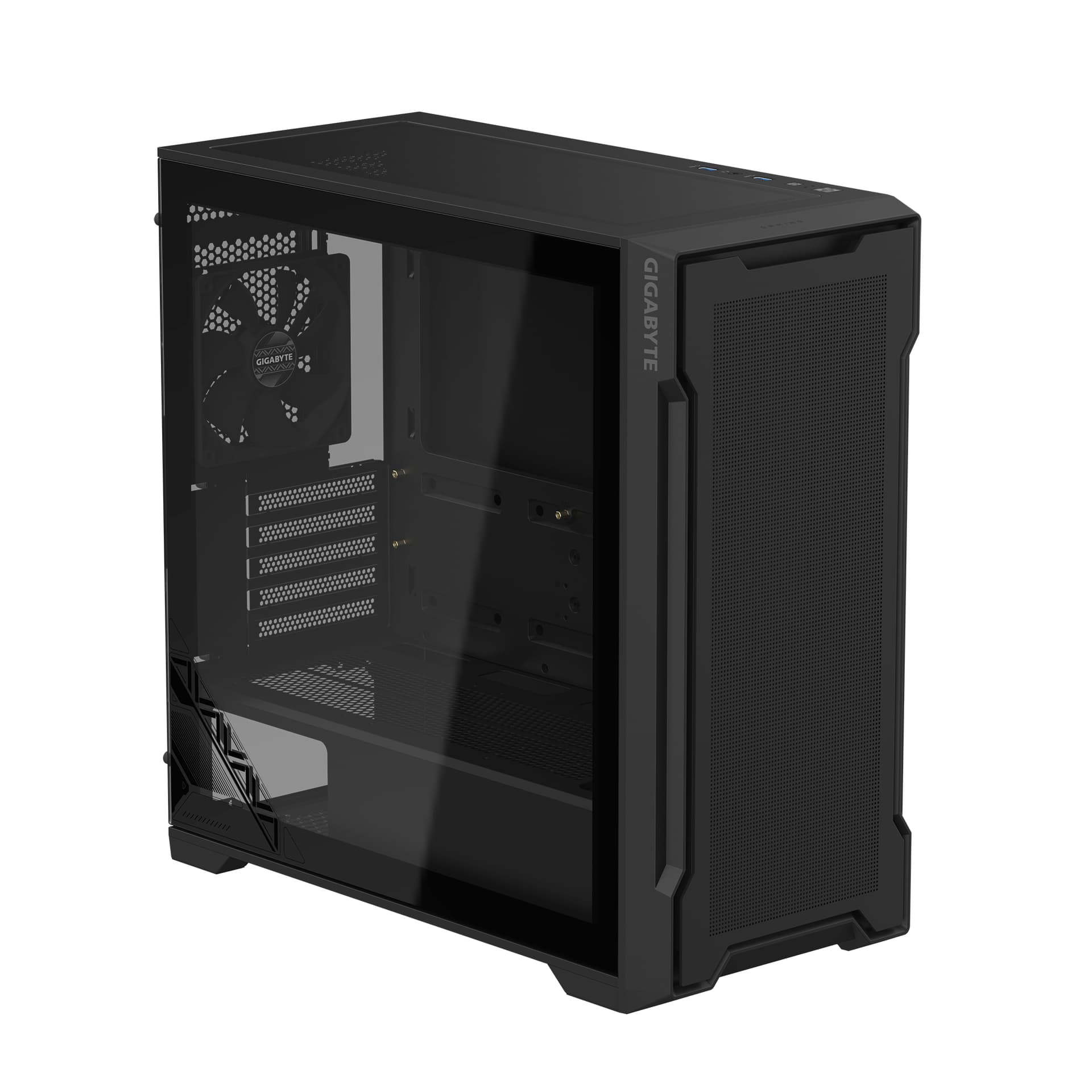 GIGABYTE C102G PC Case Full-Size Tempered Glass Side Panel With 2xUSB 3.0 Pre-installed two 120mm fans M-ATX/Mini-ITX "C102G" — miniatură