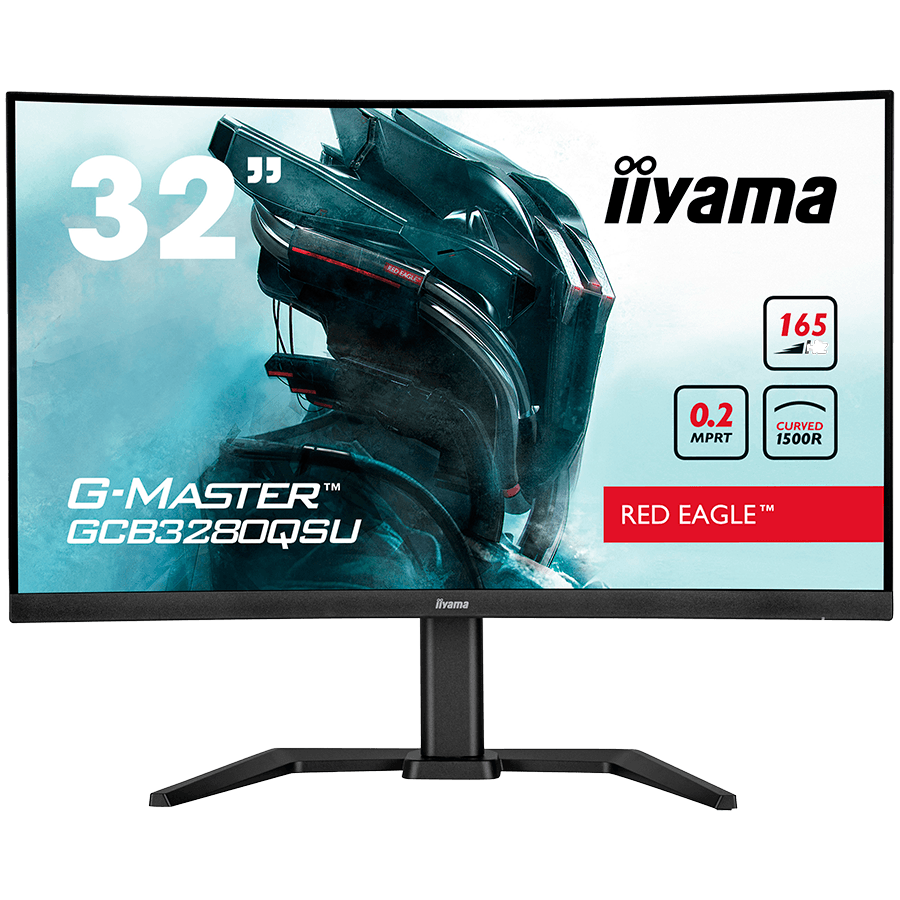 IIYAMA 32" ETE VA-panel Curved Gaming 1500R,G-Master Red Eagle,FreeSync,2560x1440@144Hz,350cd/m2,1xDP,2xHDMI,0,2ms MPRT,Speakers,USB-HUB (2x 3.0),Black Tuner,15cm "GCB3280QSU-B1"