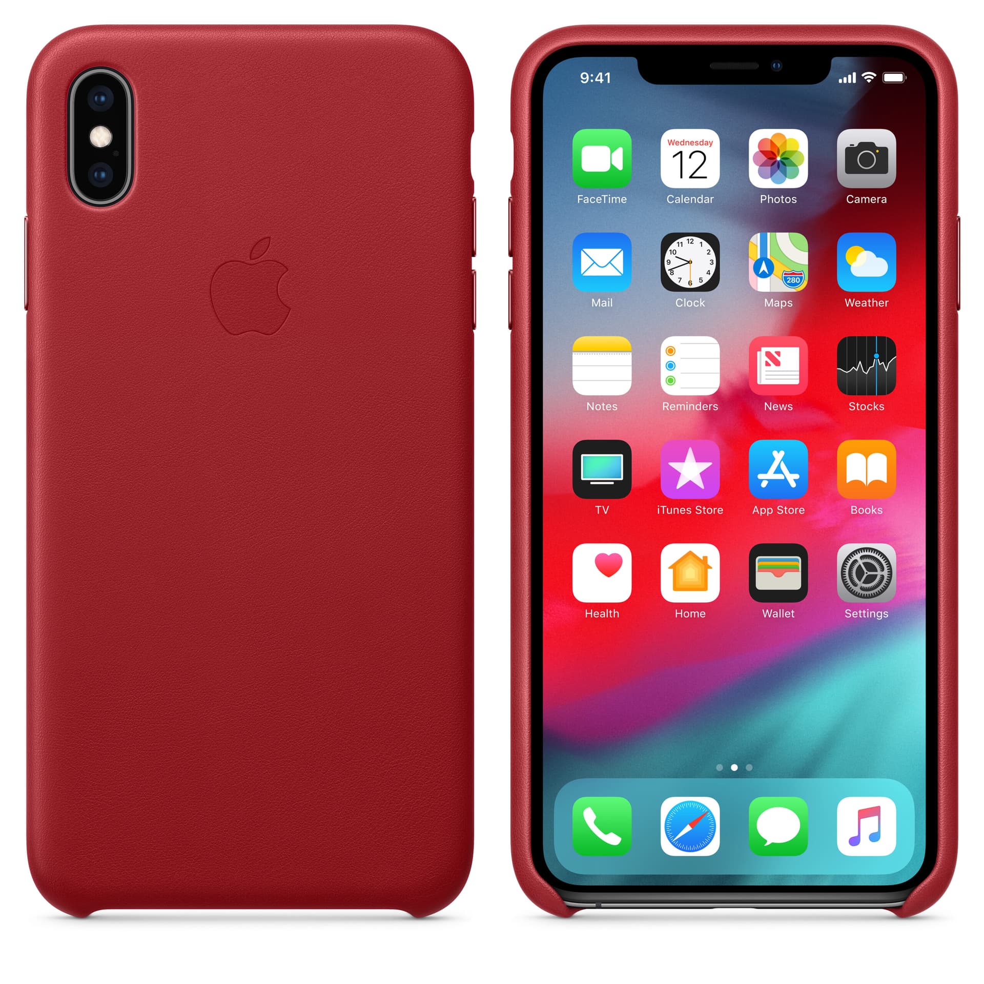 Leather Case pentru iPhone XS Max, Piele, Red "MRWQ2ZM/A" — miniatură
