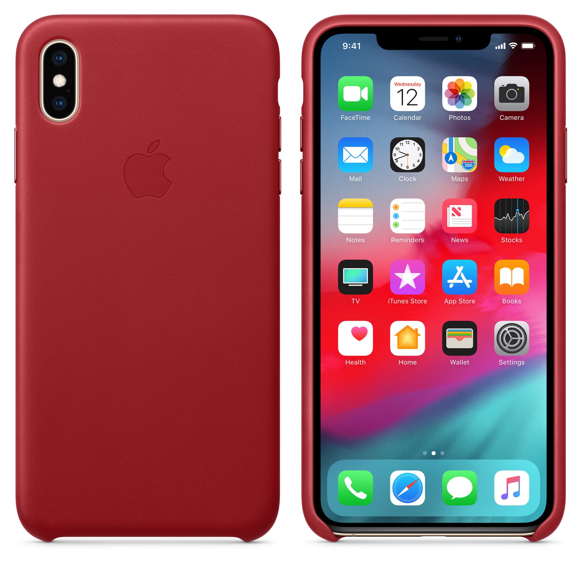Leather Case pentru iPhone XS Max, Piele, Red "MRWQ2ZM/A" — miniatură