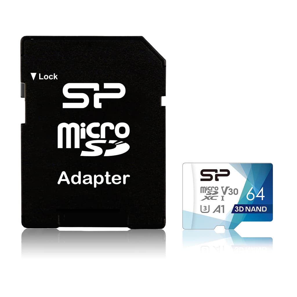 Card memorie Silicon Power memory card Superior Pro Micro SDXC 64GB UHS-I U3 V30 +adapter "SP064GBSTXDU3V20AB" — miniatură