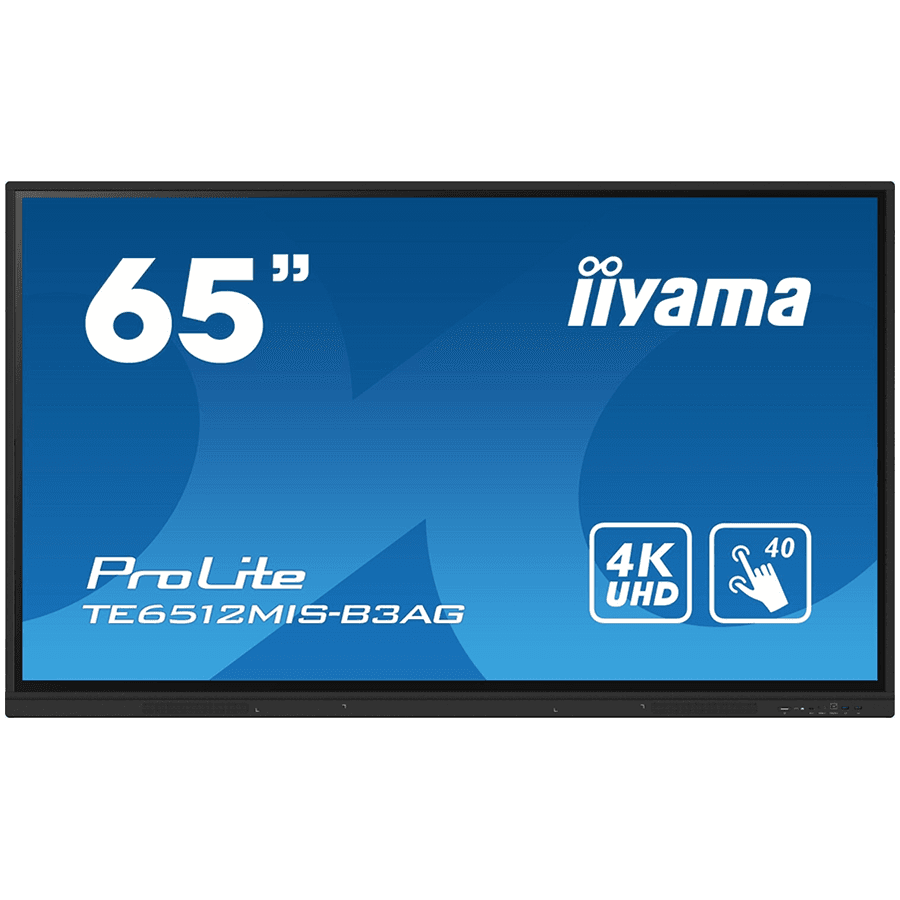 Iiyama 4K UHD interactive display,communication,and engagement. With key features like Zero Airgap LCD screen eliminating parallax,PureTouch-IR,Android 11, WiFi "TE6512MIS-B3AG"