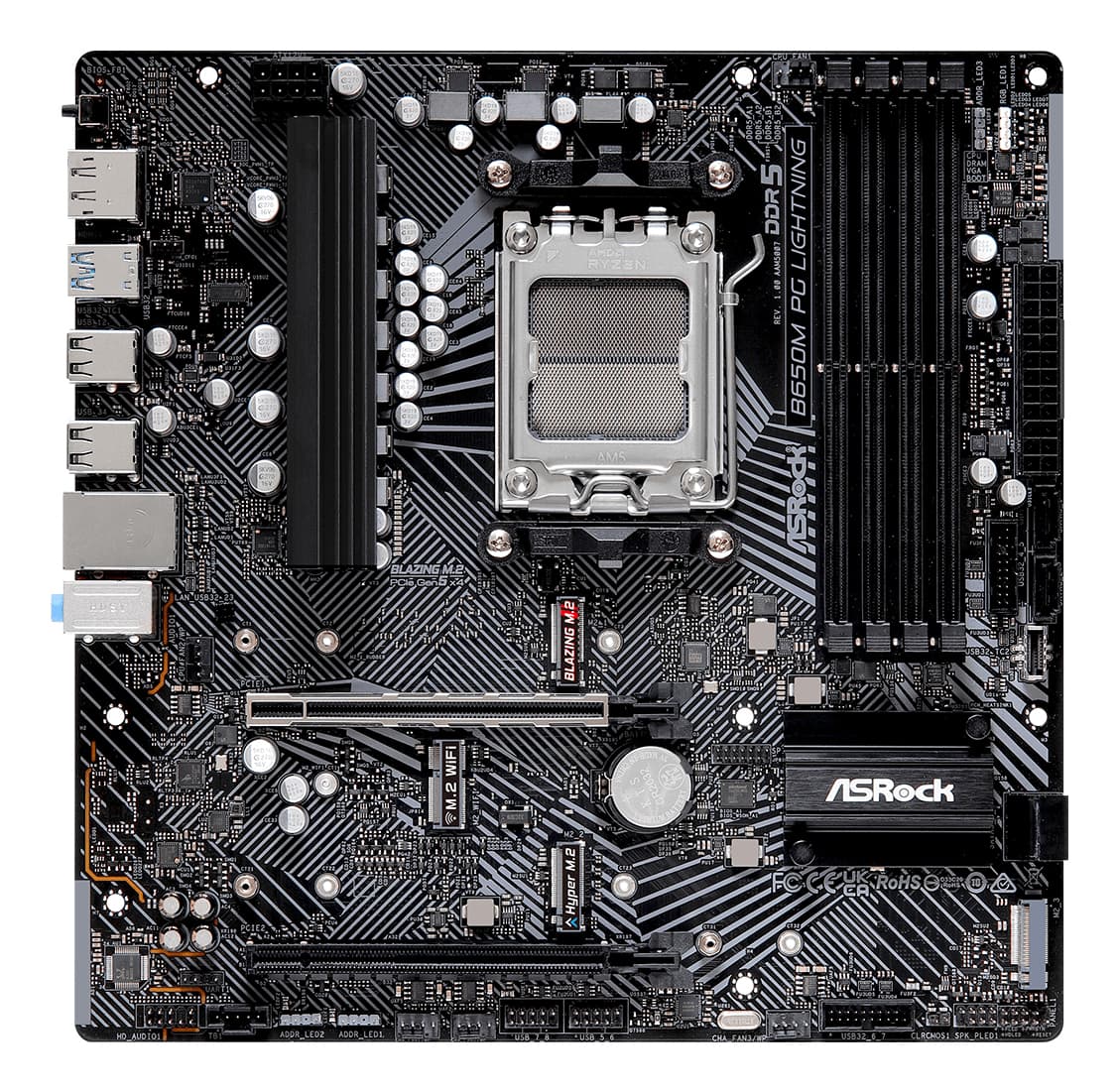 Placa de baza ASRock B650M PG Lightning - AM5 mATX - DDR5 "90-MXBMV0-A0UAYZ" — miniatură