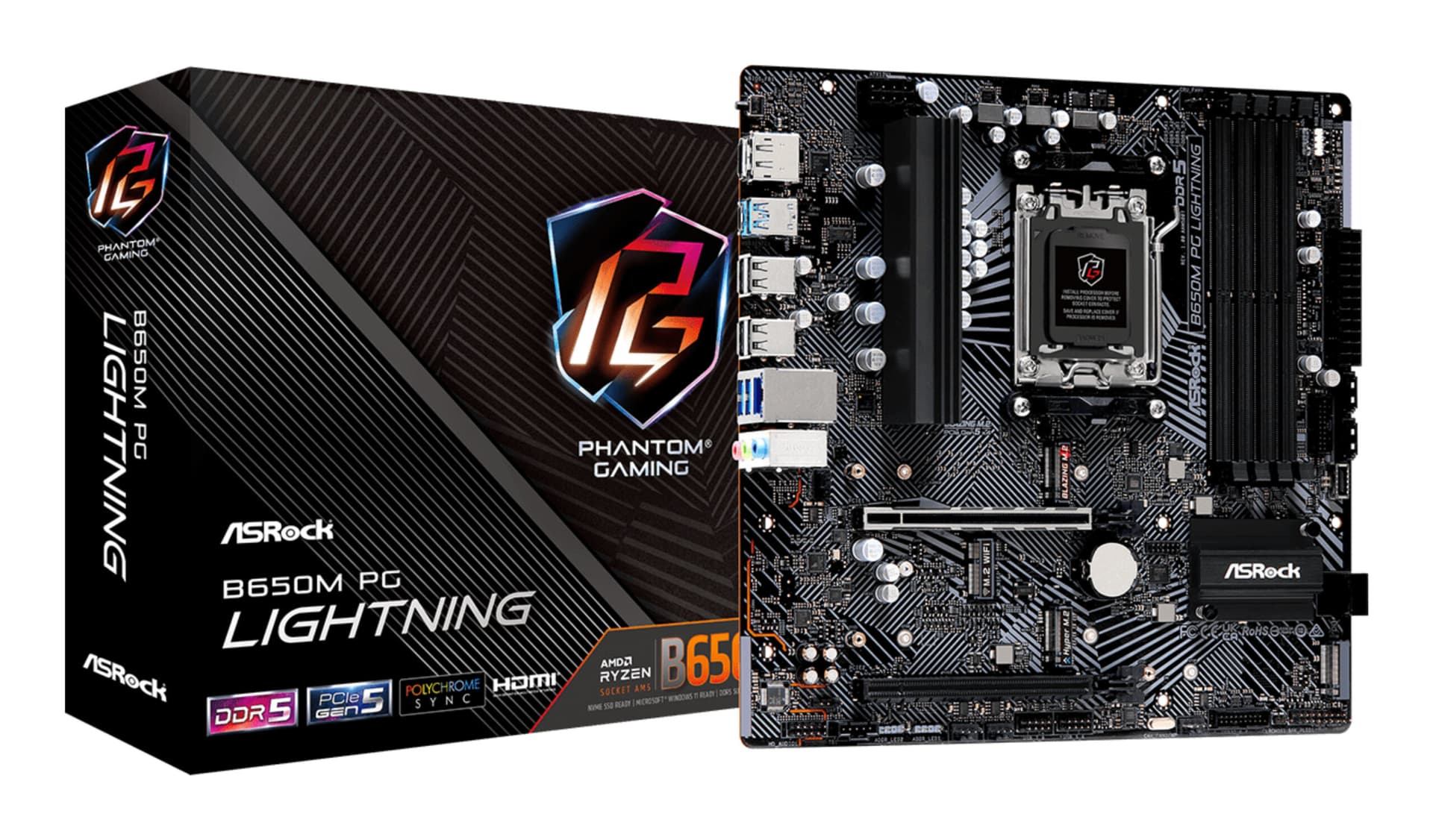 Placa de baza ASRock B650M PG Lightning - AM5 mATX - DDR5 "90-MXBMV0-A0UAYZ"