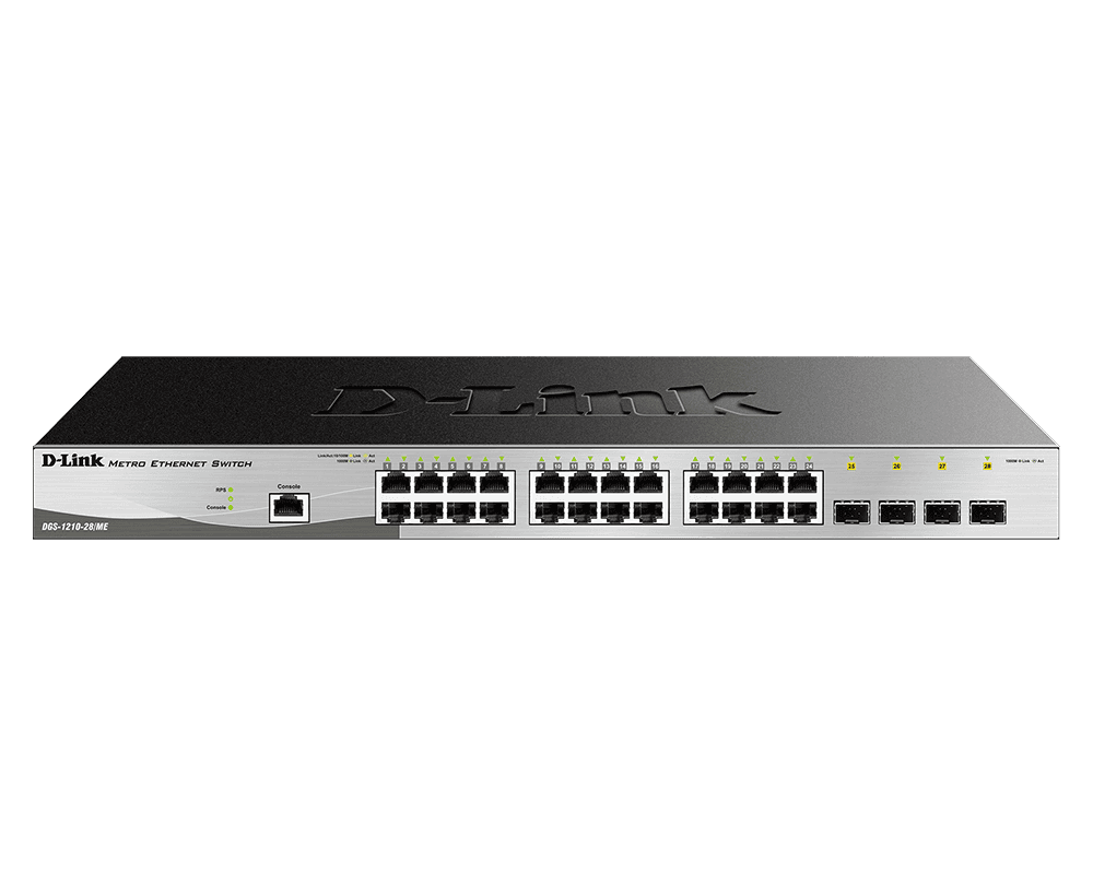 SWITCH D-LINK SMART Layer-2, 24 porturi Gigabit + 4 porturi Combo SFP, carcasa metalica, rackabil, "DGS-1210-28/ME"