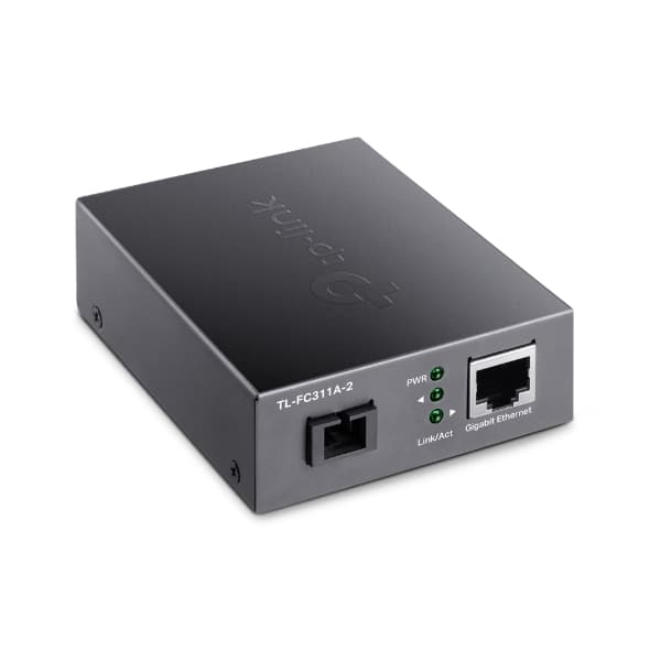 MEDIA CONVERTOR TP-LINK 1 x Gigabit RJ45 WDM Half-Duplex/Full-Duplex, SC single-mode fiber, 1× Gigabit SC Fiber Port, pana la 2km, montabil in sasiu "FC311A-2" — miniatură