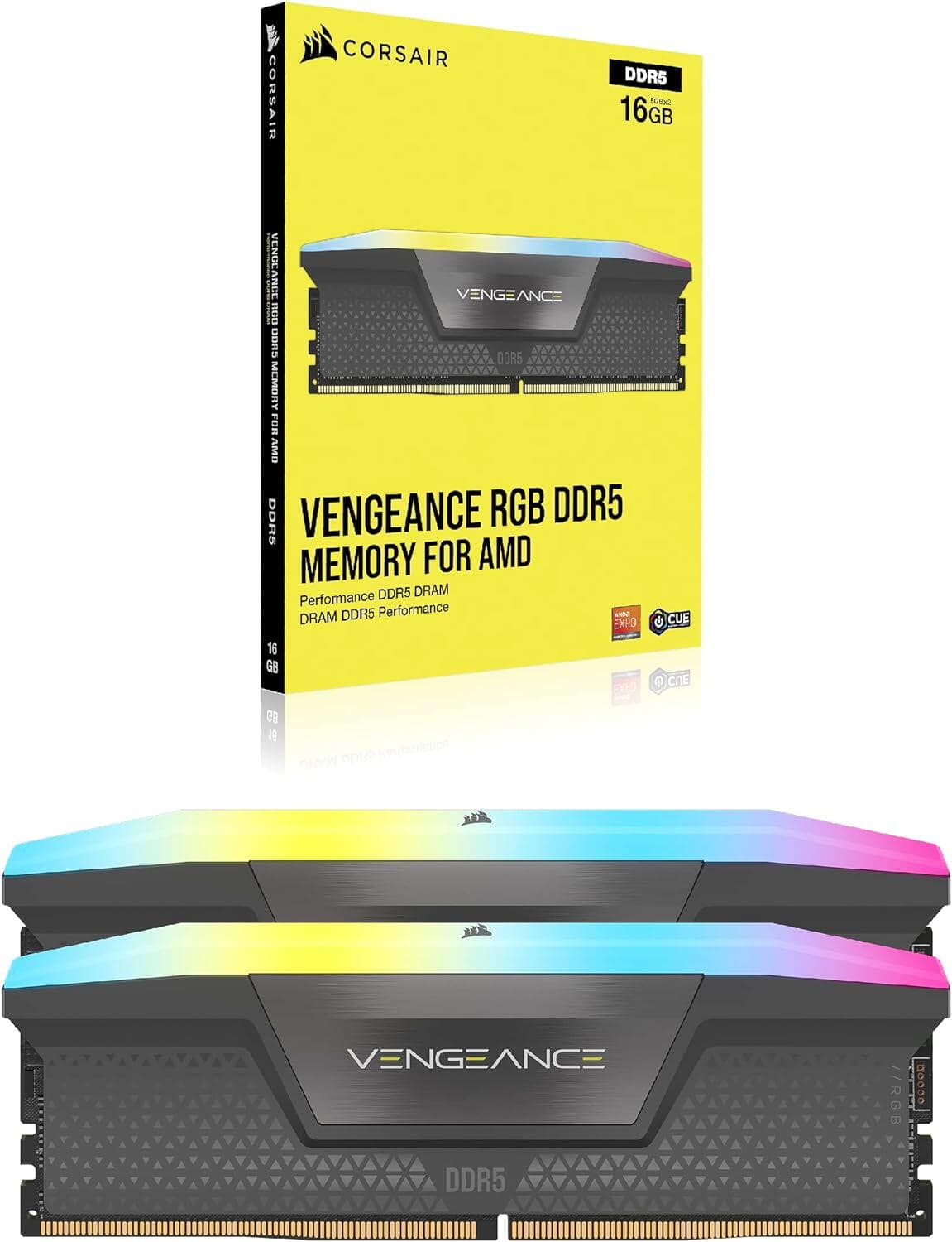 Corsair Vengeance RGB, 64GB (2x32GB), DDR5, 5600MHz, CL36, 1.1V, AMD EXPO, Negru "CMH64GX5M2B5600Z36K" — miniatură