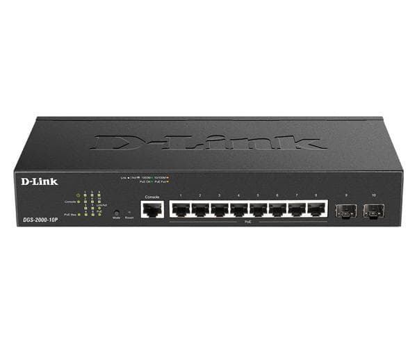 SWITCH D-Link, Gigabit RJ-45 x 8, SFP Gigabit x 2, managed, rackabil, carcasa metalica, "DGS-2000-10"