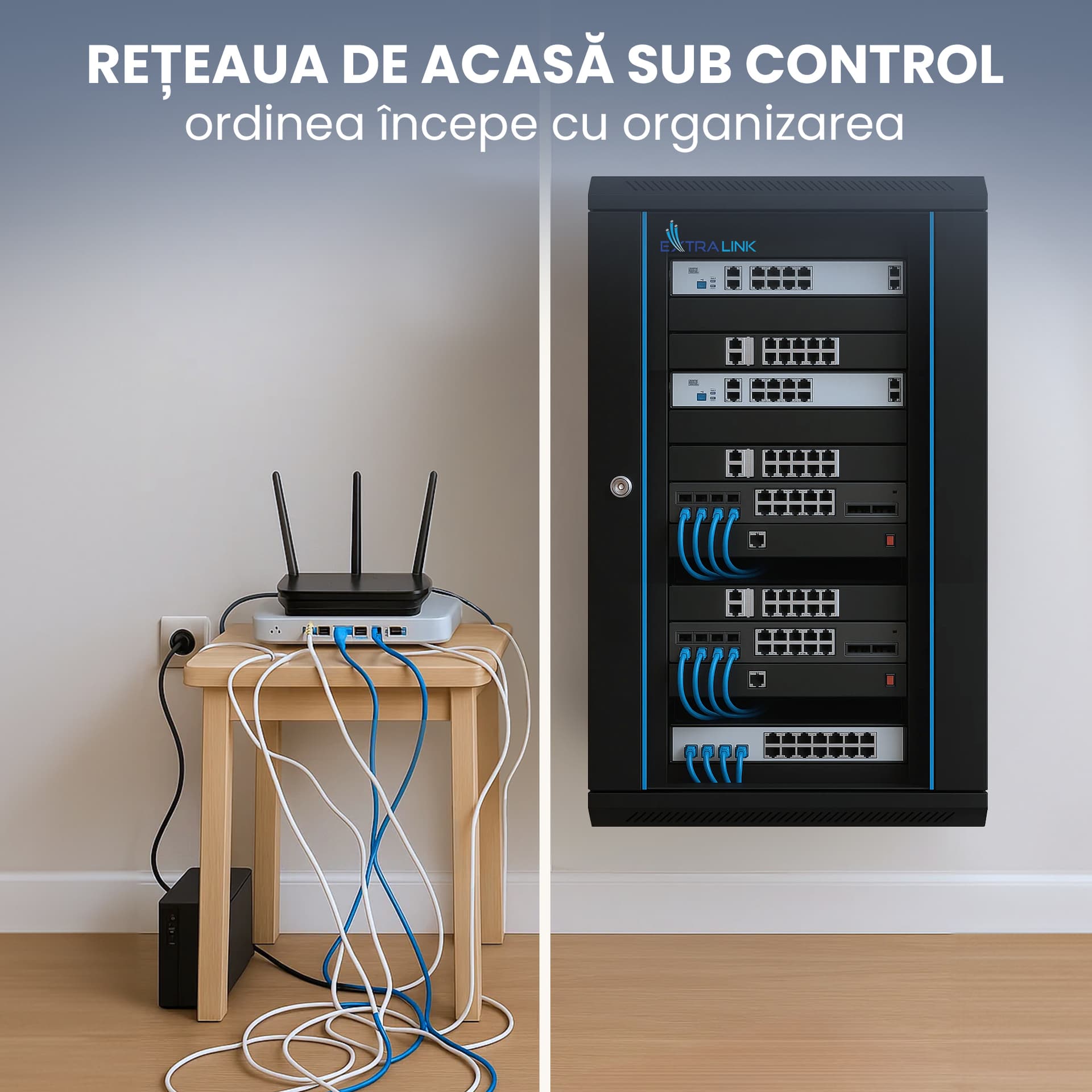 EXTRALINK 18U 600X450 wall-mounted rackmount cabinet black "EX.14367" — miniatură