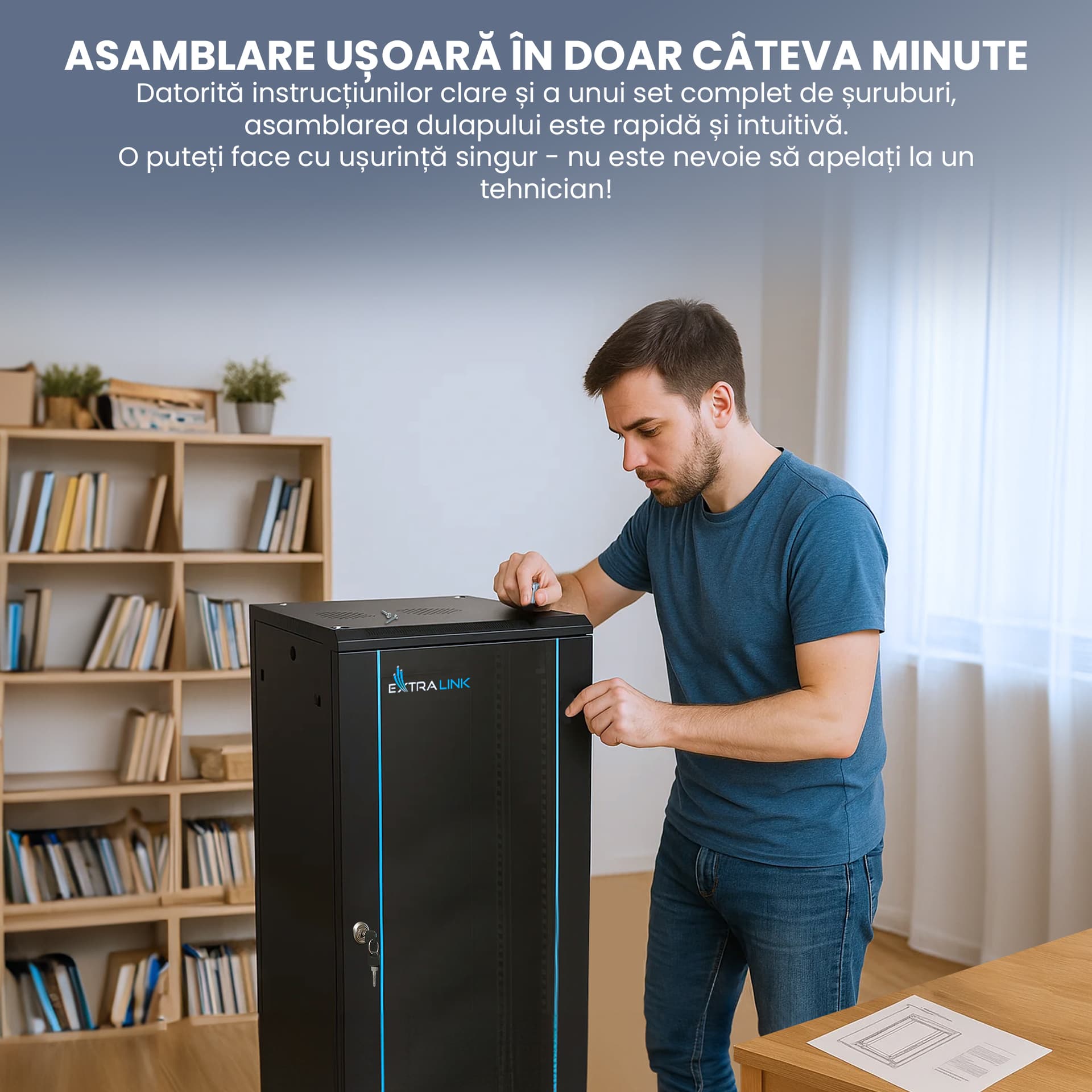 EXTRALINK 18U 600X450 wall-mounted rackmount cabinet black "EX.14367" — miniatură