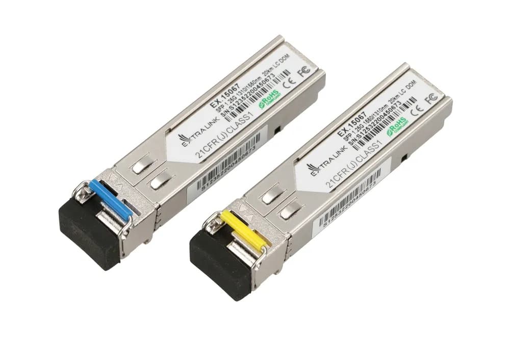Extralink SFP WDM 1.25G 1310/1550nm | SFP Module | Single mode, 20km, LC, DDM, Pair, dedicated for HP/Aruba "EX.15067"