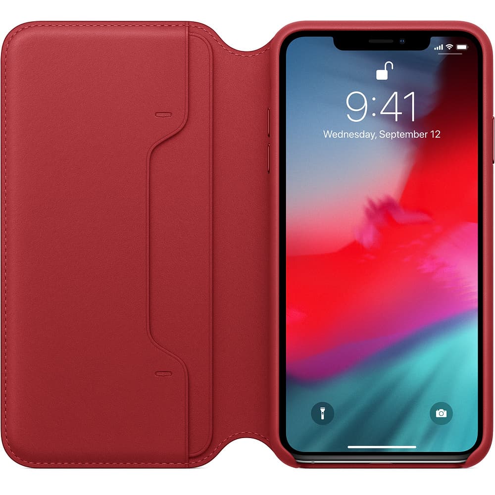 Leather Folio Folio pentru iPhone XS Max, Red "MRX32ZM/A" — miniatură