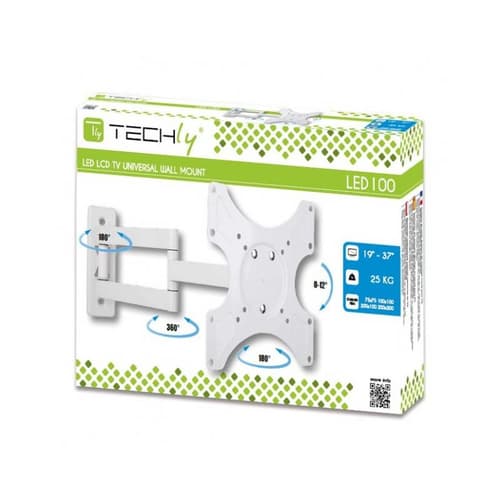 Techly Suport de perete TV LCD/LED/PDP cu doua brate 19-37 25 kg VESA alb "VX023820" — miniatură