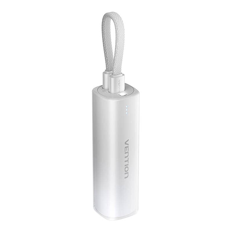 Power Bank Vention, 5000mAh,20W, cablu Lightning si USB-C atasate, indicator LED, gri "FHWM0"