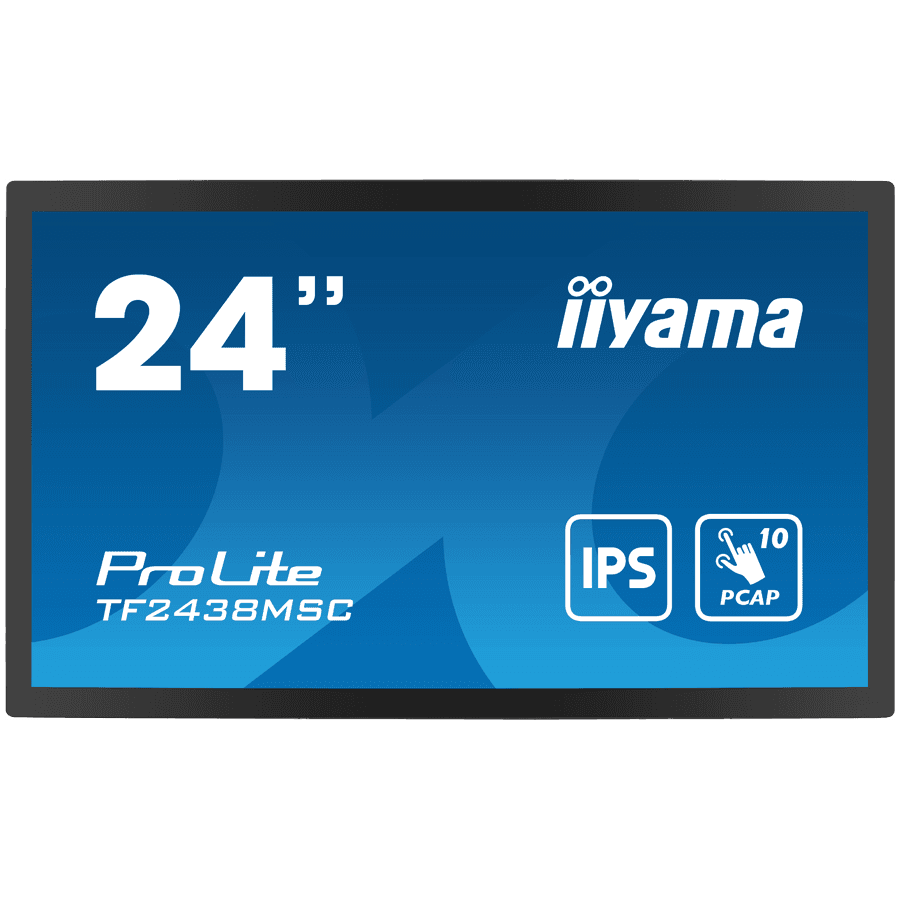 IIYAMA Monitor LED TF2438MSC-B1 TOUCH 23.8" 10pt Optical Bonded PCAP Open Frame 1920 x 1080 600cd 1000:1 5ms bonded PCAP HDMI DP USB landscape, portrait, face-up "TF2438MSC-B1"