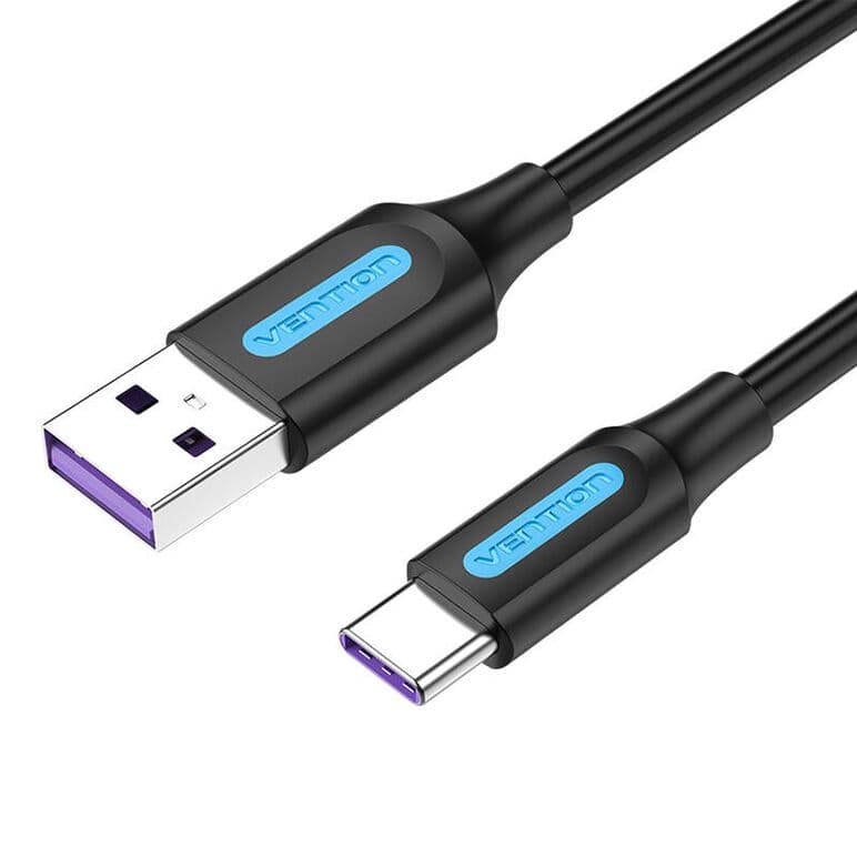 Cablu alimentare si date Vention, USB 3.0 (T) la USB Type-C (T), 0.5m, 5 Gbps, 3A, PVC, negru, "COZBD" -6922794749351