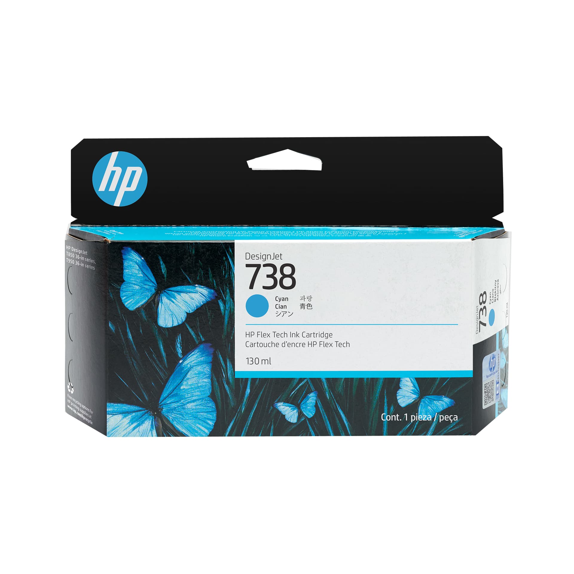 Cartus Cerneala Original HP Cyan, nr.738, pentru DesignJet T950, 130ml, incl.TV 1.2 RON, "498N5A"