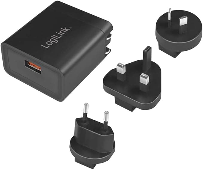 ALIMENTATOR retea 220V LOGILINK, universal, 1 x USB-A, maxim 3A (5V), 18W (12V/1.5A), adaptor US/AU/UK/EU, suport OCP/OVP/OHP/SCP, negru, "PA0188"