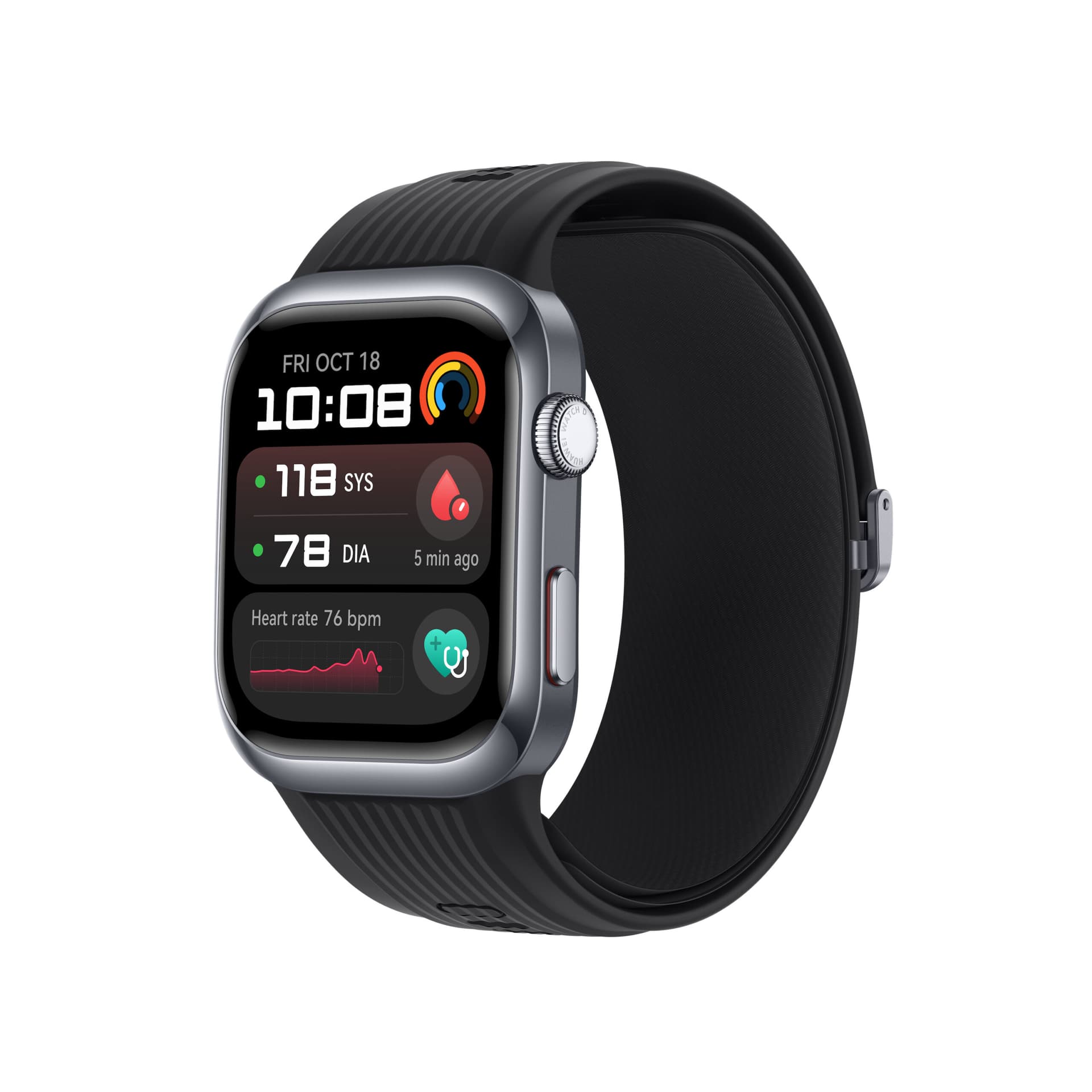 Smartwatch Watch D2 Fluoroelastomer Strap Black "55020DAC" — miniatură