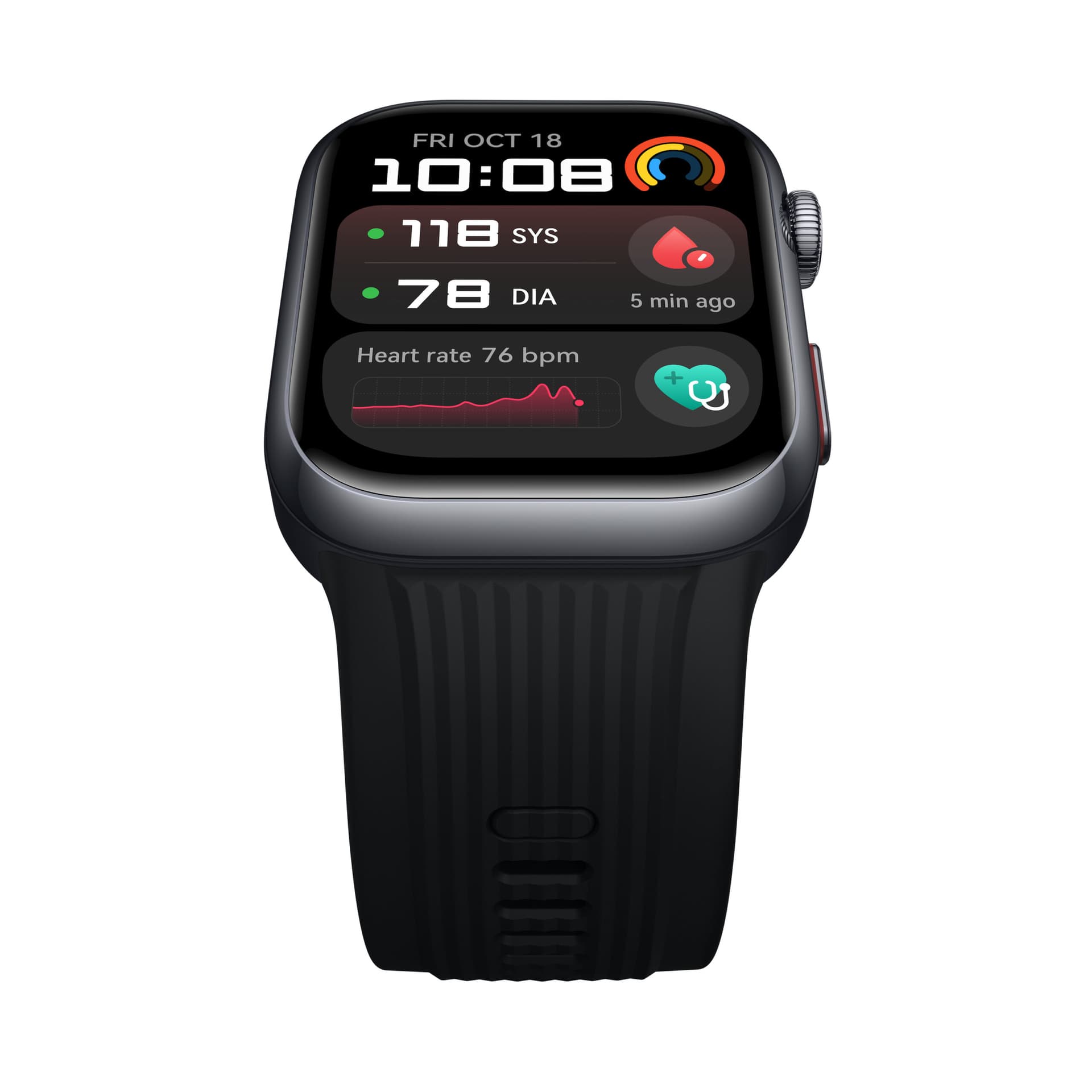 Smartwatch Watch D2 Fluoroelastomer Strap Black "55020DAC" — miniatură