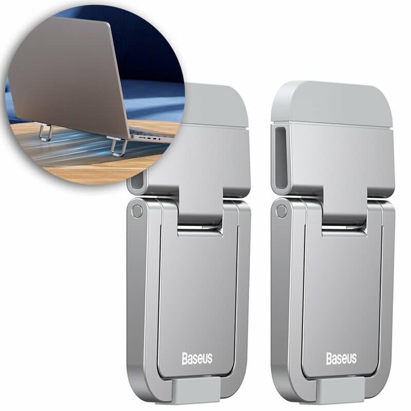 STAND Baseus Kickstand notebook, include 2 bucati, adeziv 3M, aliaj zinc, silver "LUZC000012" - 6932172608415