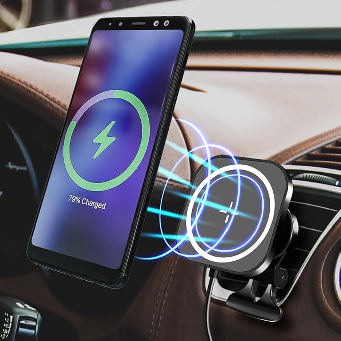 CAR HOLDER LOGILINK, wireless magnetic, 1 x USB-A, max. 18 W, grade, negru, "PA0329" — miniatură