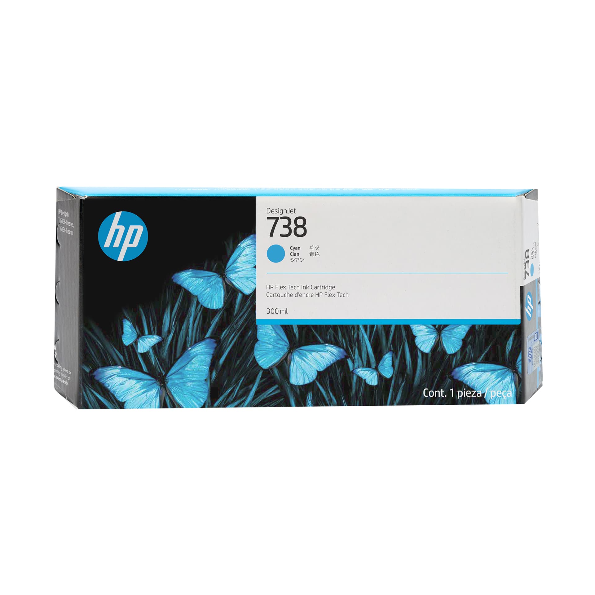 Cartus Cerneala Original HP Cyan, nr.738, pentru &nbsp;DesignJet T950, 300ml, incl.TV 1.2 RON, "676M6A"