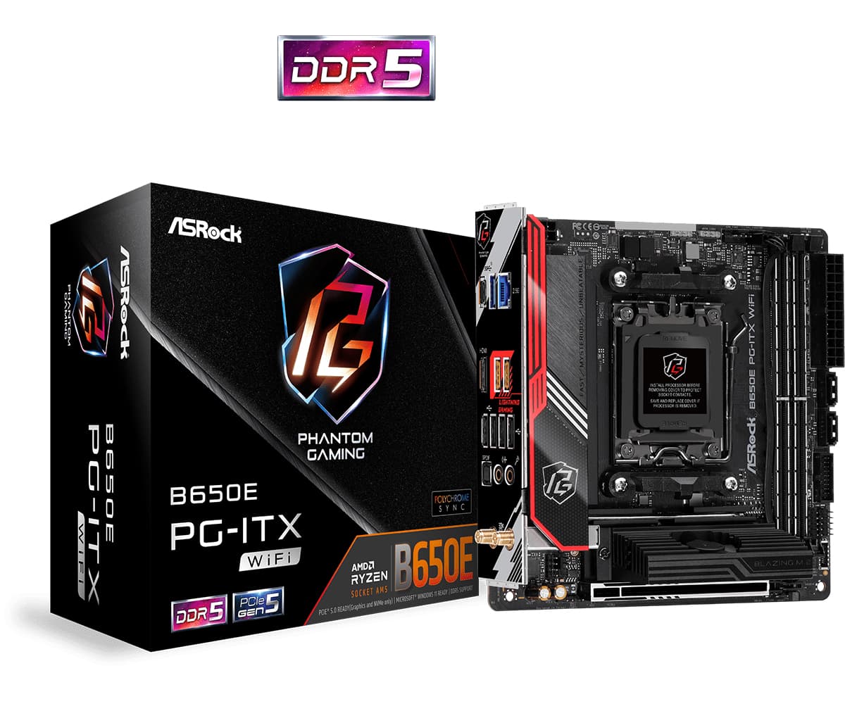 Placa de baza B650E PG-ITX WiFi mini ITX Socket AM5 AMD B650 "90-MXBJE0-A0UAYZ"