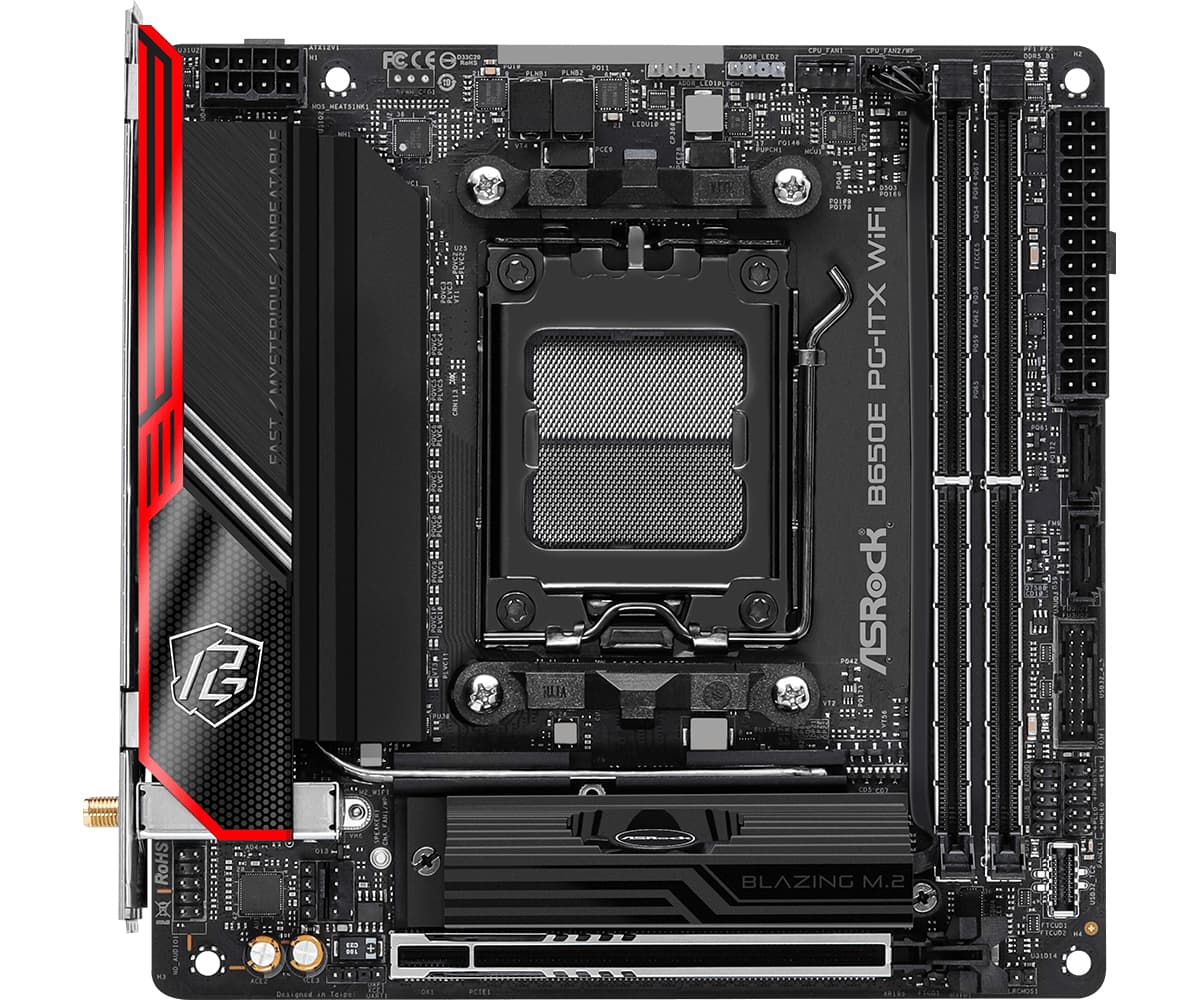 Placa de baza B650E PG-ITX WiFi mini ITX Socket AM5 AMD B650 "90-MXBJE0-A0UAYZ" — miniatură