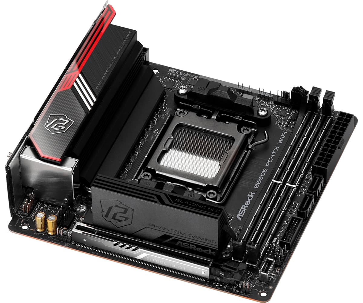 Placa de baza B650E PG-ITX WiFi mini ITX Socket AM5 AMD B650 "90-MXBJE0-A0UAYZ" — miniatură