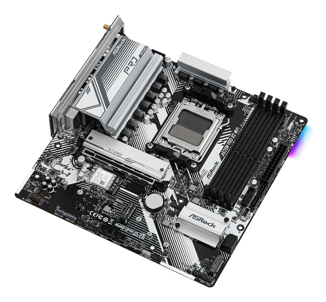 Placa de baza A620M Pro RS WiFi AM5 mATX "90-MXBLX0-A0UAYZ" — miniatură